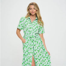 Load image into Gallery viewer, Green Flower Midi Dress