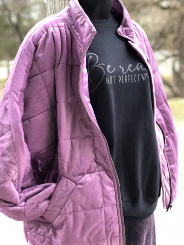 Periwinkle Quilted Velvet Coat